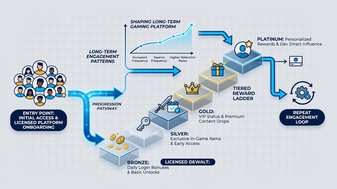 Data visualization of player engagement trends across multiple reward tiers in digital gaming